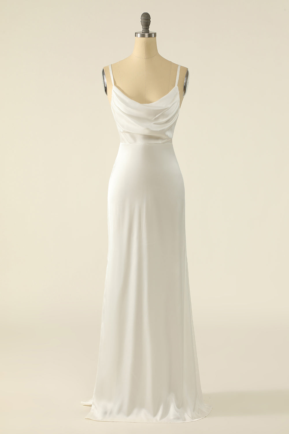 Effortless Ivory Satin Simple Bridal Dress