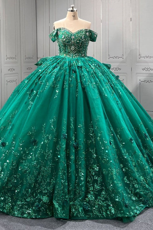 Green Quinceanera Dress Sweet 15 Evening Dress Crystal Sleeveless Beading Ball Gown Dress