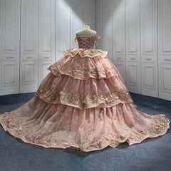 Pink Quinceanera Dress Sweet 15 Evening Dress Crystal Sleeveless Beading Ball Gown Dress