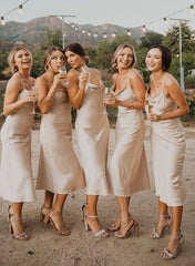 Sleeveless Bridesmaid Dress with Sheath/Column Cowl Neck