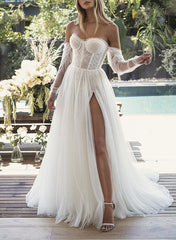 Sweetheart Tulle Wedding Dress With Split Front