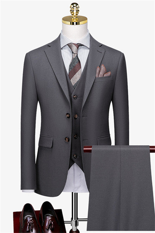 Formal Gray 3-Piece Fashion Business Suit