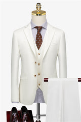 Modern White 3-Piece Fashion Slim Fit Men's Suit