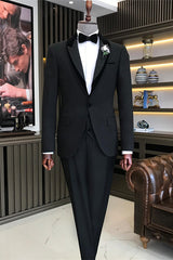 Fancy Black Shawl Lapel 3-Piece Men's Prom Suit