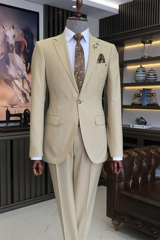 Khaki Notched Lapel Two-Piece Prom Suit