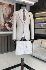 Newest Beige 3-Piece One Button Prom Suit for Men