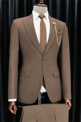 Deep Brown Slim Fit Peaked Lapel Business Suit