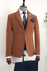 Newest Brown Single Breasted Notched Lapel Business Men's Suit