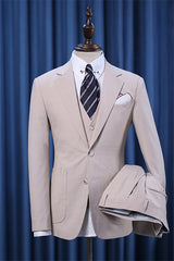 Khaki Slim Fit Three-Piece Suit