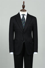 Black Two-Piece Notched Lapel Formal Business Suit