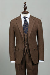 Brown Three-Piece Bespoke Business Suit