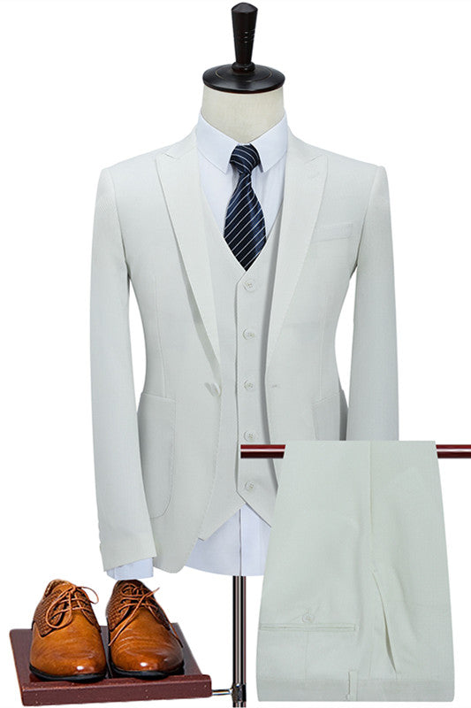 White Close-Fitting Bespoke Prom Suit