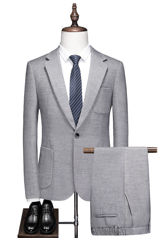 Gray Stylish One Button Notched Lapel Prom Men's Suit