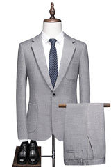 Gray Stylish One Button Notched Lapel Prom Men's Suit