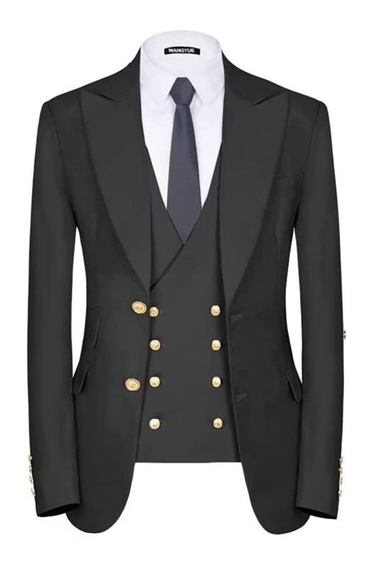 Black Three-Piece Single-Breasted Business Suit