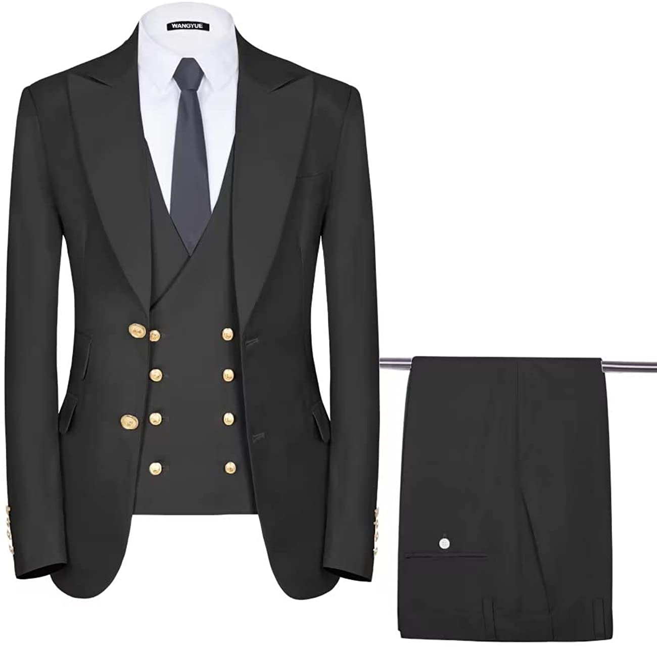 Black Three-Piece Single-Breasted Business Suit