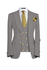 Bespoke Gray 3-Piece Single Breasted Business Men's Suit