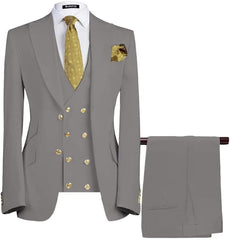 Bespoke Gray 3-Piece Single Breasted Business Men's Suit