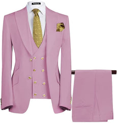 Chic Lilac 3-Piece Peaked Lapel Close Fitting Prom Suit for Men