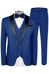 Royal Blue Shawl Lapel Wedding Suit for Men - Three-Piece Classic