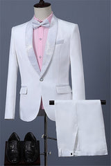 White Shawl Lapel One Button Best Fitted Wedding Suit