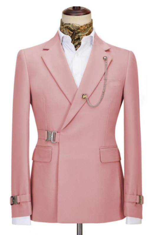 Pink One Button Close-Fitting Notched Lapel Prom Men's Suit