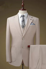 Champagne Three-Piece Notched Lapel Prom Suit