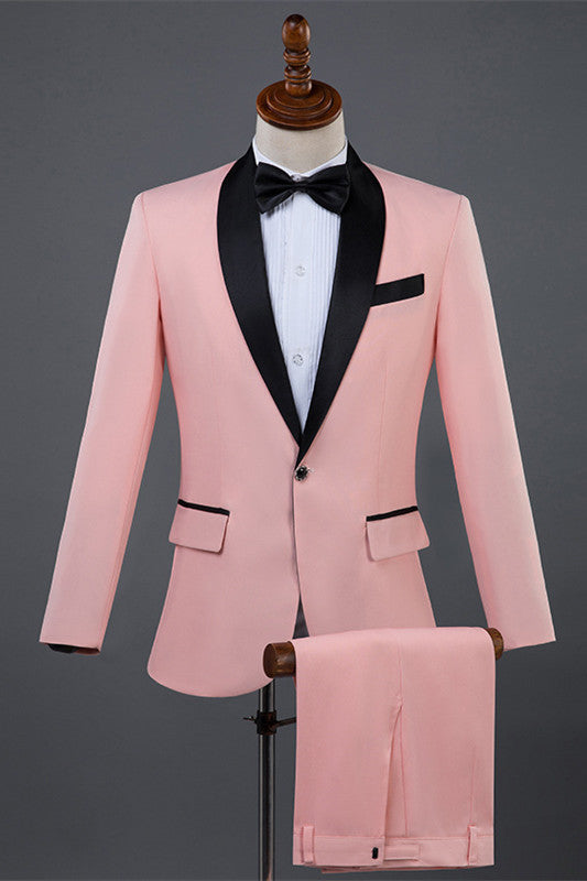 Fancy Pink Shawl Lapel 2-Piece Men's Wedding Suit