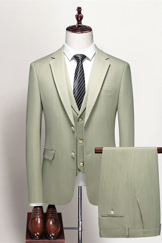 Modern Sage Green 3-Piece Notched Lapel Prom Suit for Men