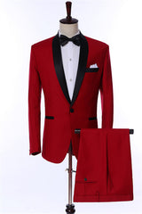 Red Two-Piece Shawl Lapel Wedding Suit