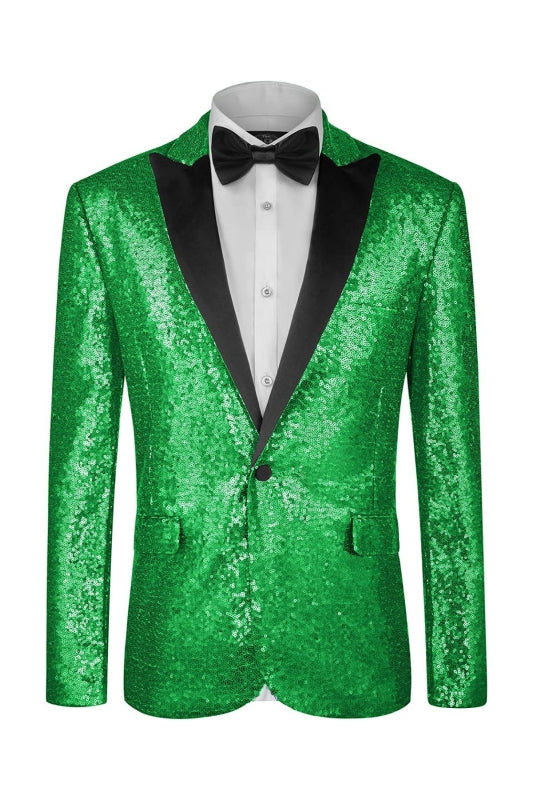 Fashion Green Sequins 2-Piece Men's Prom Suit