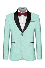 Fashion Light Green Shawl Lapel Jacquard Wedding Men's Suit