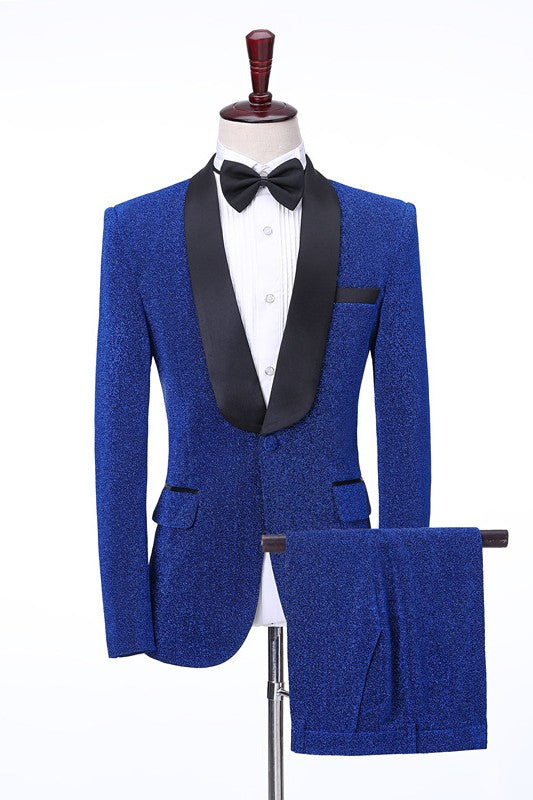 Royal Blue Shawl Lapel Wedding Suit