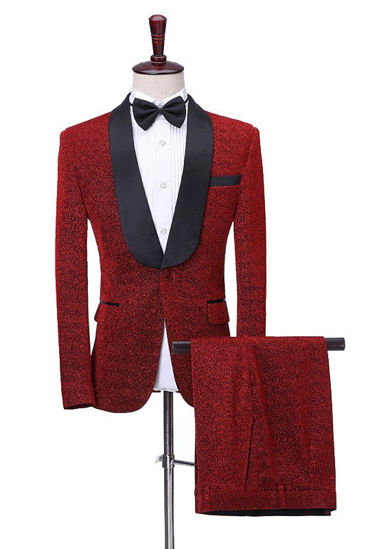 Chic Red Shawl Lapel 2-Piece Wedding Suit for Men