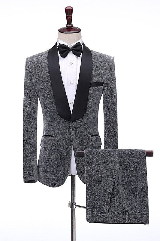 Gray Two-Piece Shawl Lapel Wedding Suit