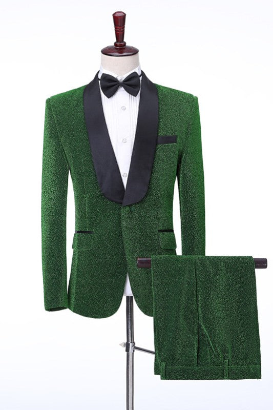 Green Two-Piece Shawl Lapel Wedding Suit