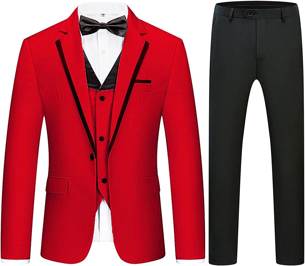 Chic Red Notched Lapel 3-Piece Men's Prom Suit