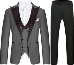 Bespoke Gray 3-Piece Peaked Lapel Business Suit