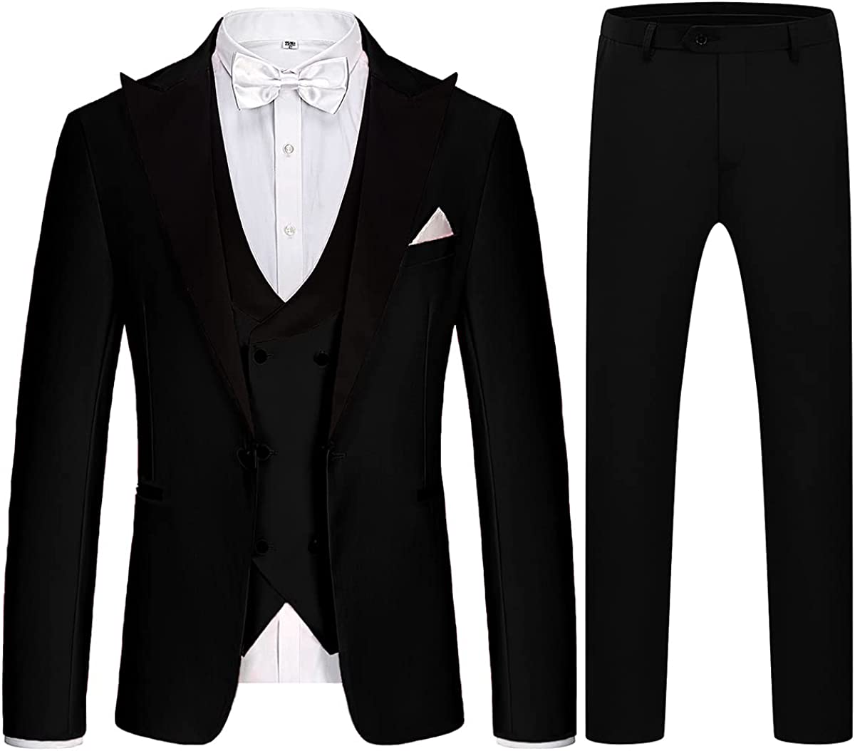 Black Peaked Lapel Business Suit for Men