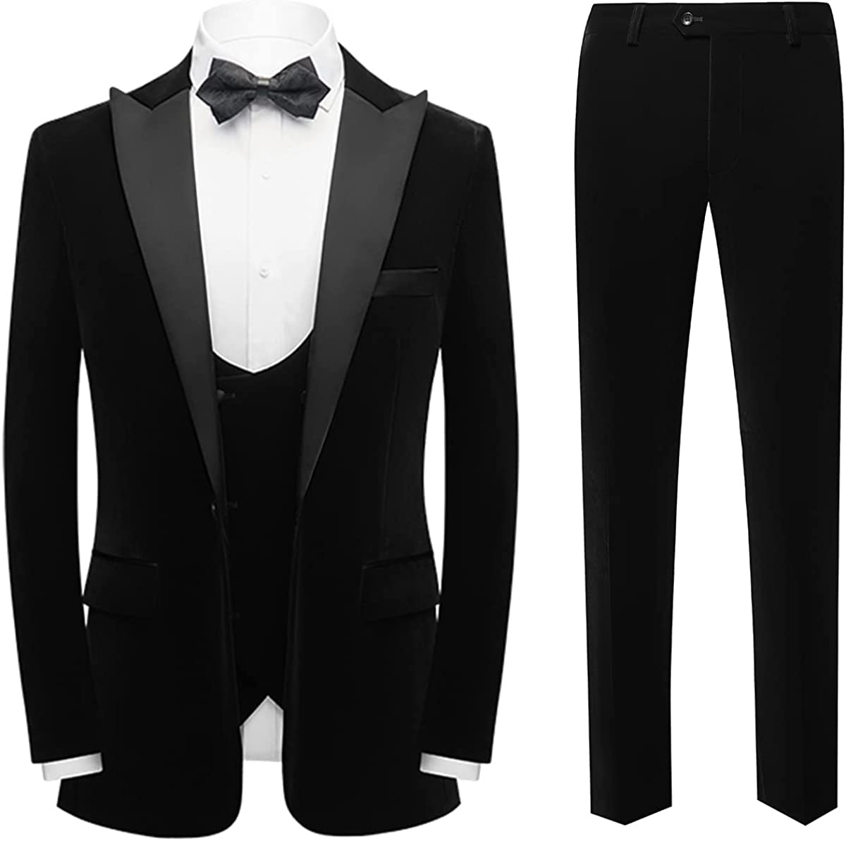 Black Velvet Three-Piece Prom Suit for Men