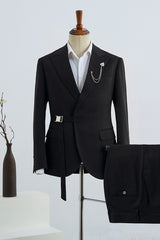 Black Peaked Lapel Prom Suit for Men