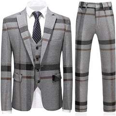 Gray Notched Lapel Three-Piece Bespoke Business Suit for Men