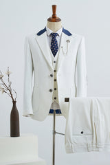 White Three-Piece Notched Lapel Prom Suit for Men