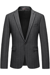 Gray Striped Peaked Lapel Business Suit for Men