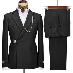 Black Notched Lapel Prom Suit for Men