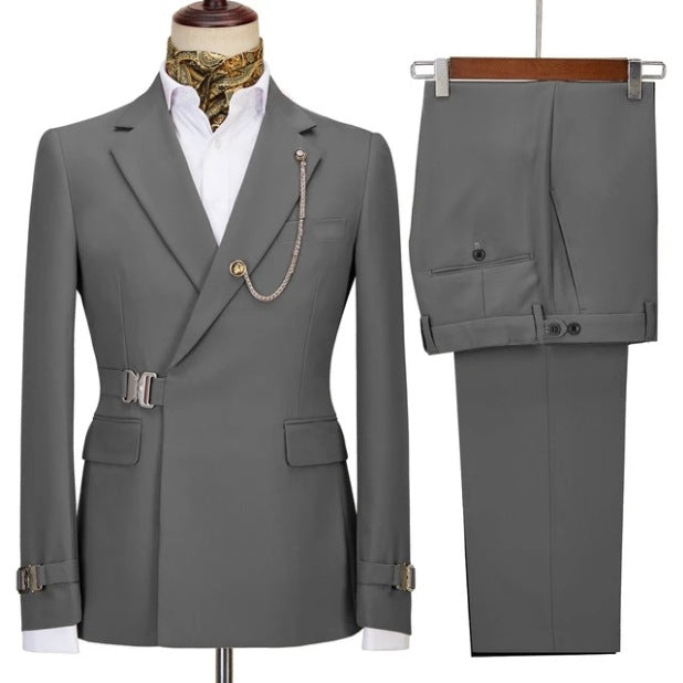 Gray Notched Lapel Prom Suit for Men