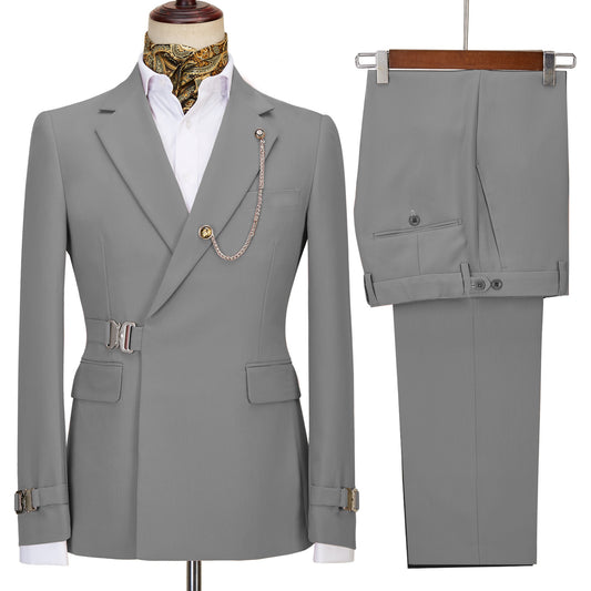 Light Gray Notched Lapel Prom Suit for Men