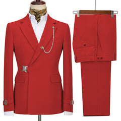 Red Notched Lapel Prom Suit for Men