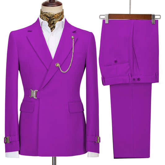 Fashion Purple Notched Lapel Men's Prom Suit