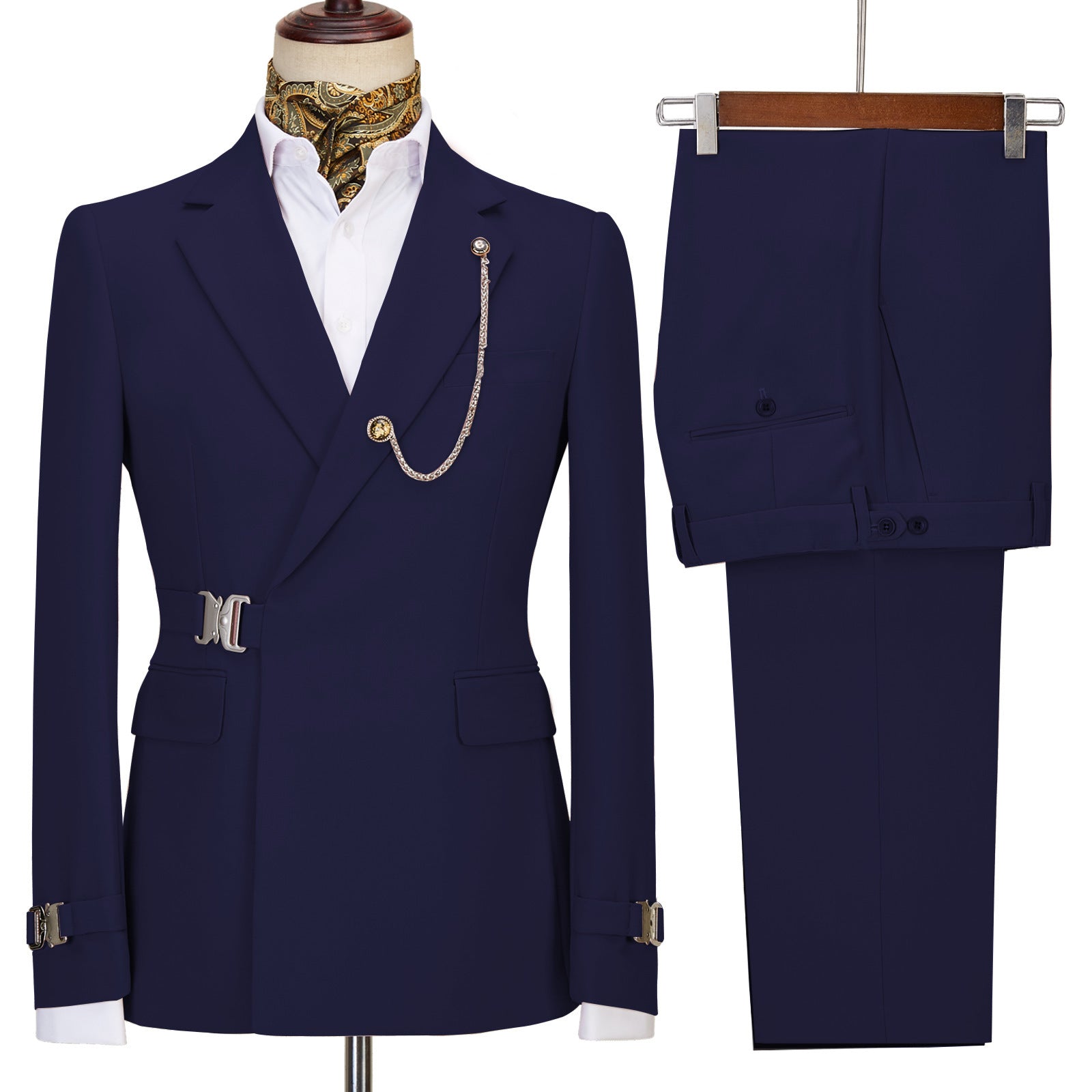 Navy Blue Notched Lapel Prom Suit for Men